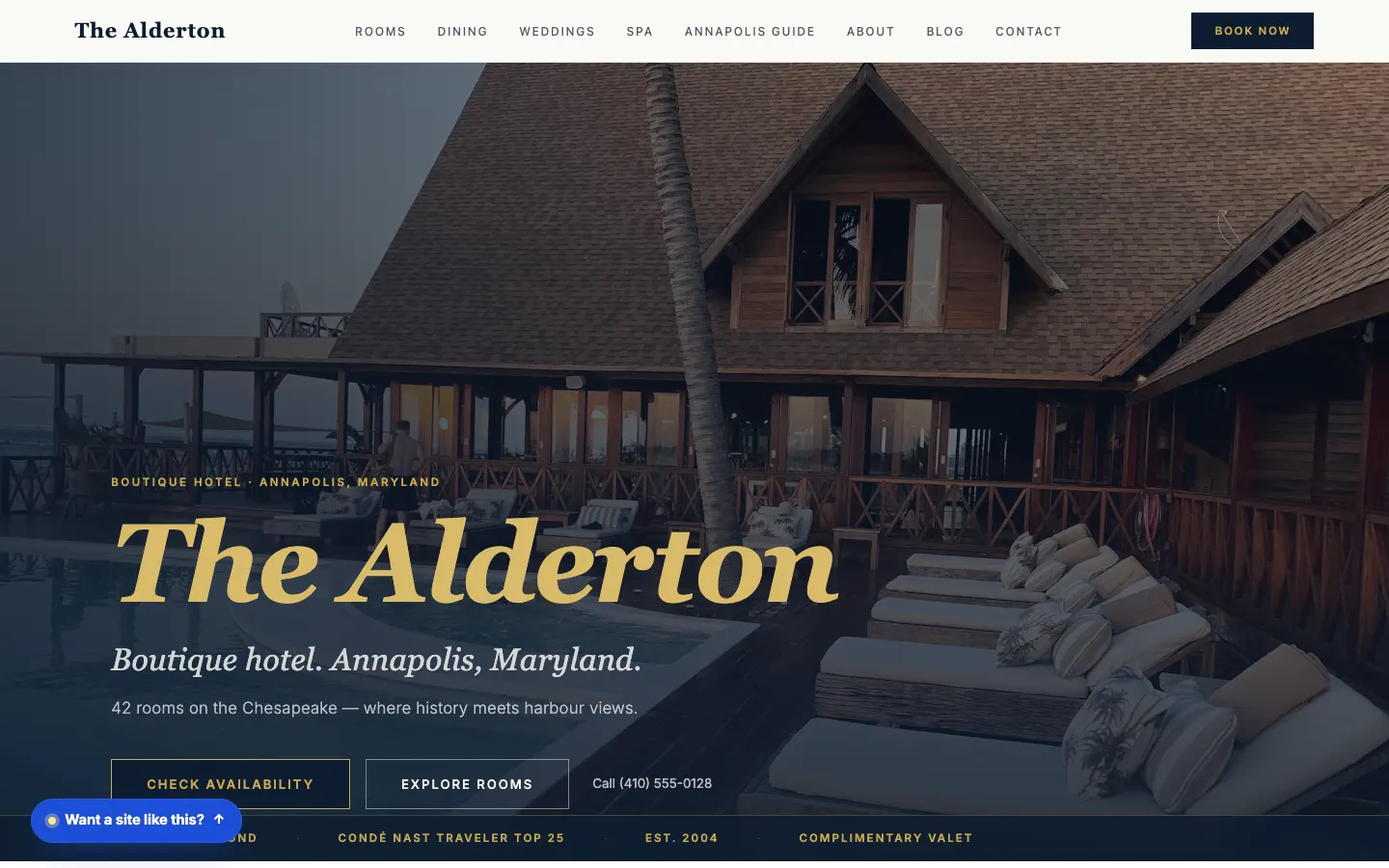 Screenshot of The Alderton website demo