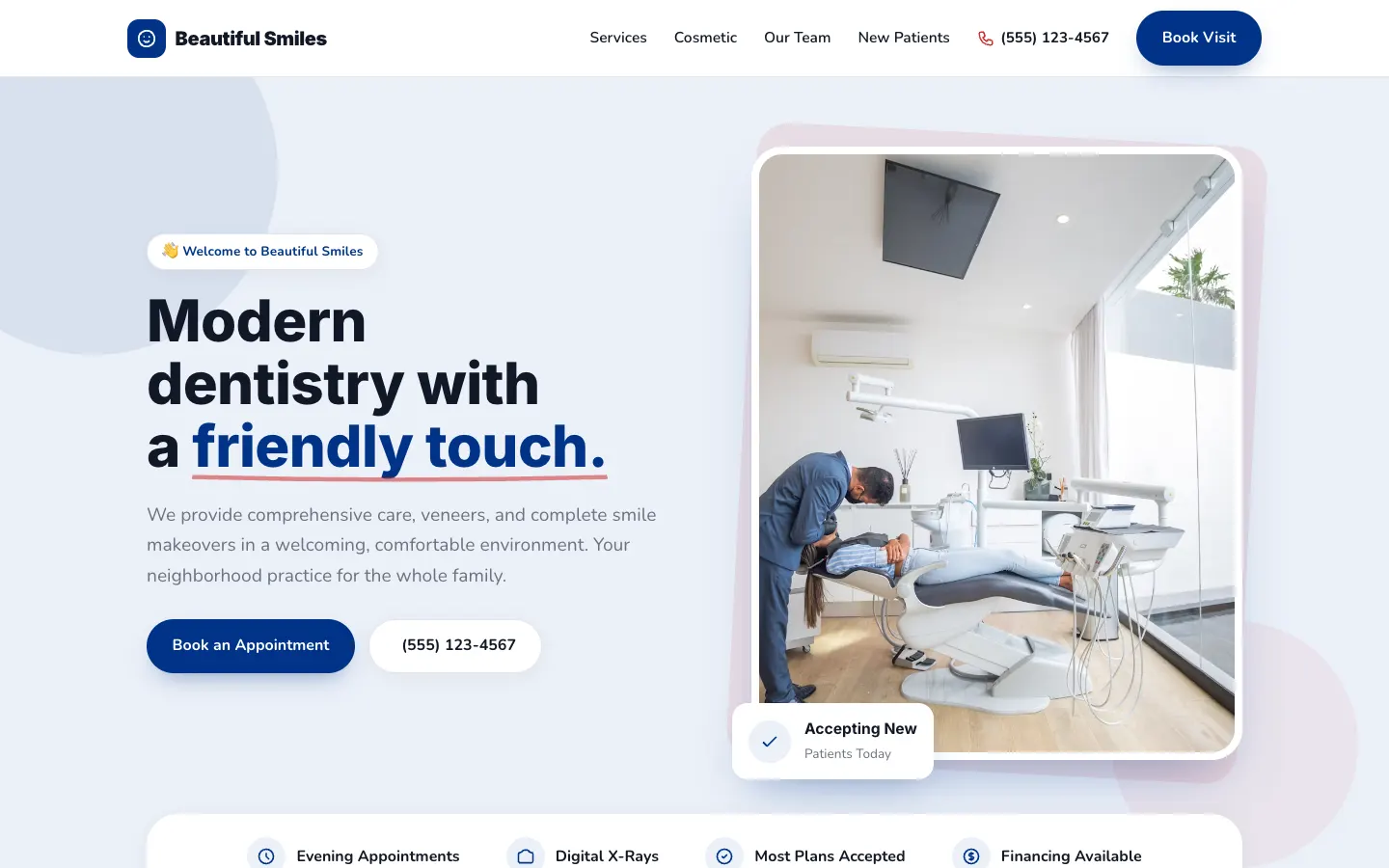 Screenshot of Beautiful Smiles, a Healthcare / Dentistry website built on WorkspaceCMS — Smile Makeover Inquiry Form.