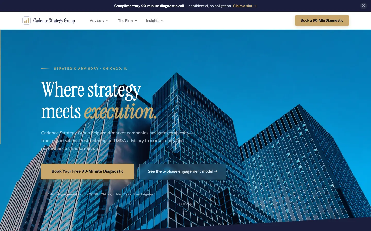 Screenshot of Cadence Strategy Group, a Corporate Consulting website built on WorkspaceCMS — Essentials: Boutique Consulting Firm.
